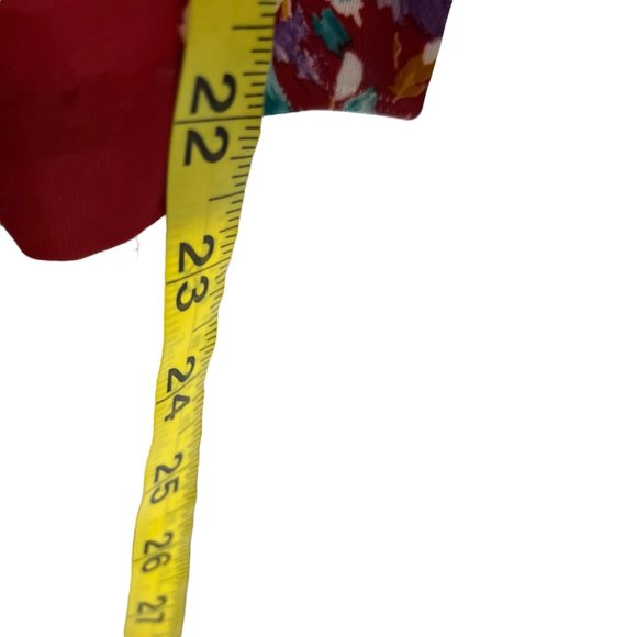 Vintage 60s Red Floral Print Open Tie Front Long Sleeve Cardigan - Picture 4 of 6